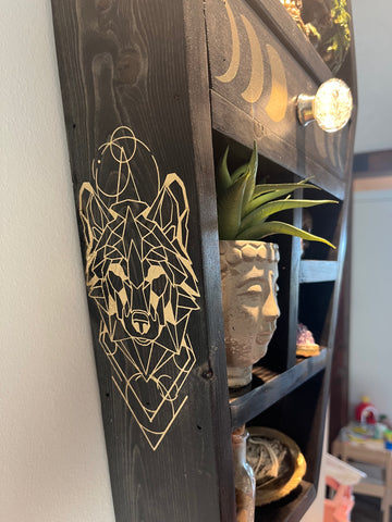 Coffin Shelf with moon phase drawer