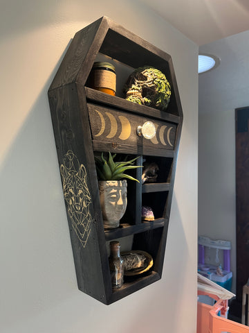 Coffin Shelf with moon phase drawer