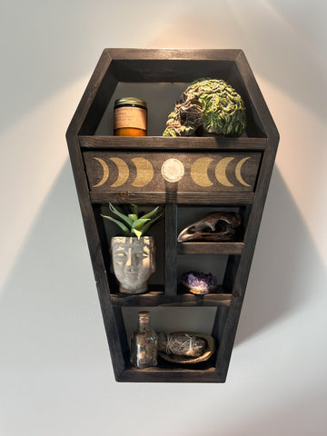 Coffin Shelf with moon phase drawer