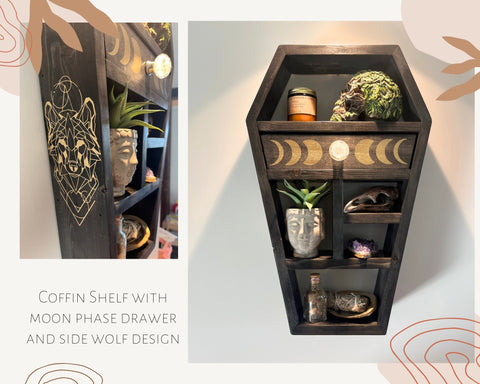 Coffin Shelf with moon phase drawer