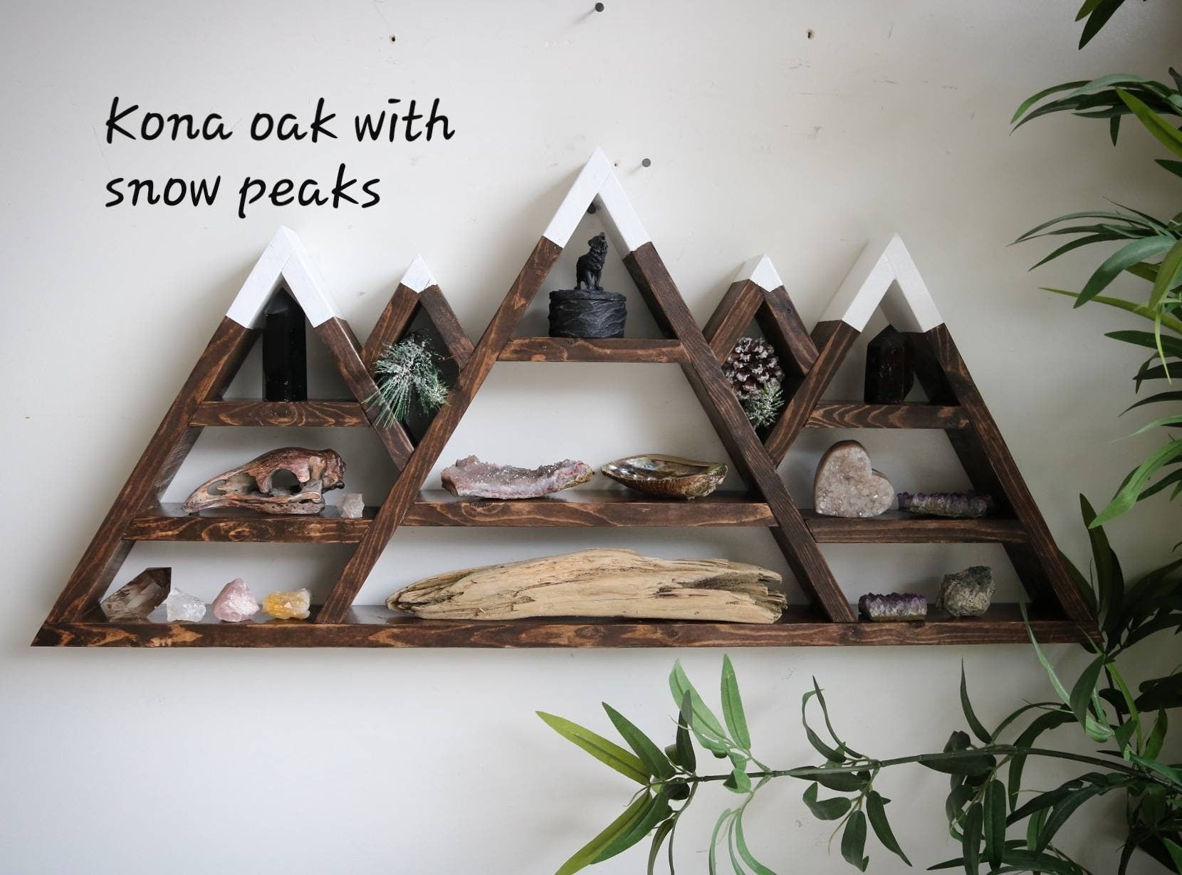 Mountain Altar Shelf with moon phases or snow caps