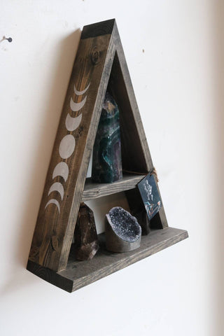 Étagère d'autel triangulaire avec phases de lune doubles