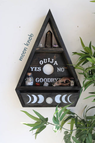 Étagère d'autel Wiccan Planchette Ouija avec tiroir coulissant phase de lune