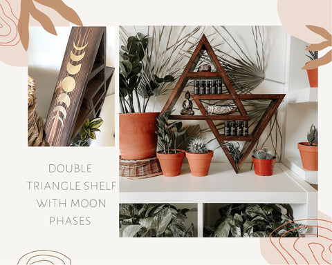 Double Triangle Altar Shelf with moon phases