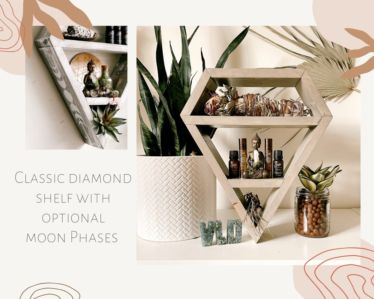 Huile essentielle de diamant géométrique / étagère d'autel en cristal