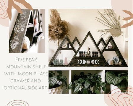Mountain Altar Shelf with side design and drawer - 5pk style