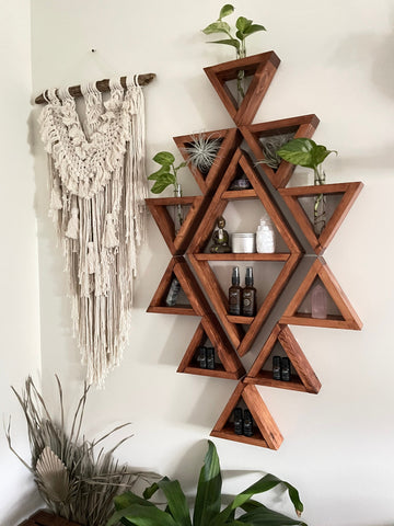 Boho / Aztec inspired triangle + diamond shelf set with optional propagation station add on