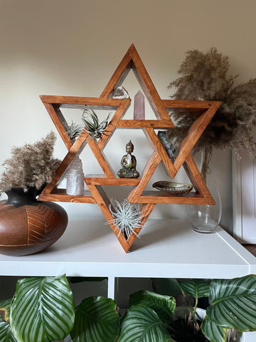 Sacred geometry triangle altar shelf