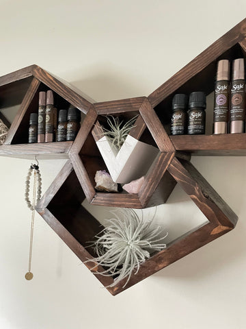 Owl wood altar shelf with optional accessory hooks